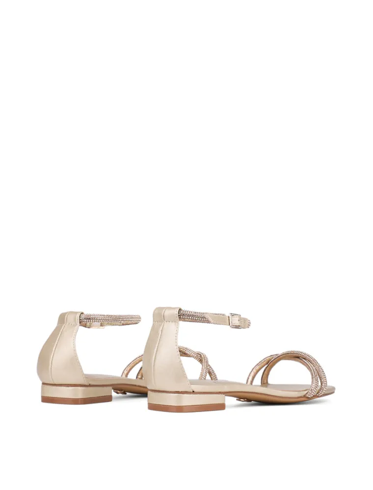 Flat Strappy Sandals, Shimmer Gold