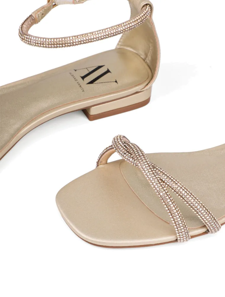 Flat Strappy Sandals, Shimmer Gold