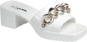 Forever Womens Jelly Block Heel Slip On Sandals