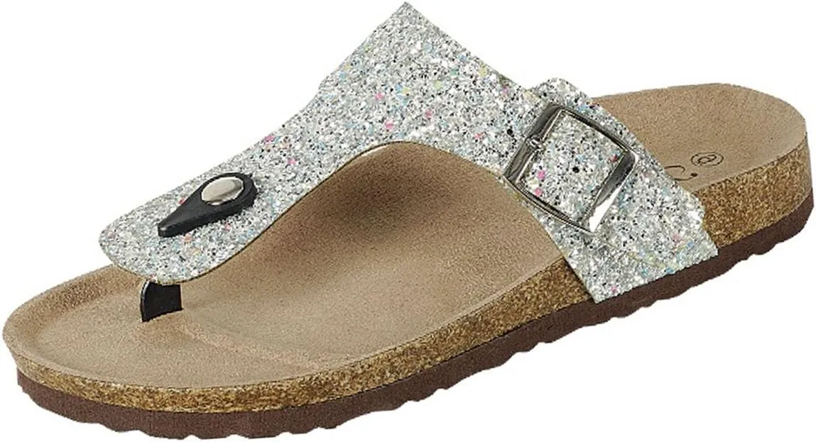 Forever Women's Sparkle Glitter Slip On Casual Sandals, Silver