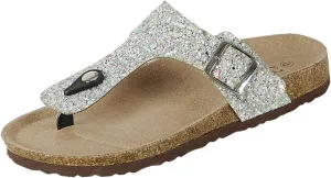 Forever Women's Sparkle Glitter Slip On Casual Sandals, Silver