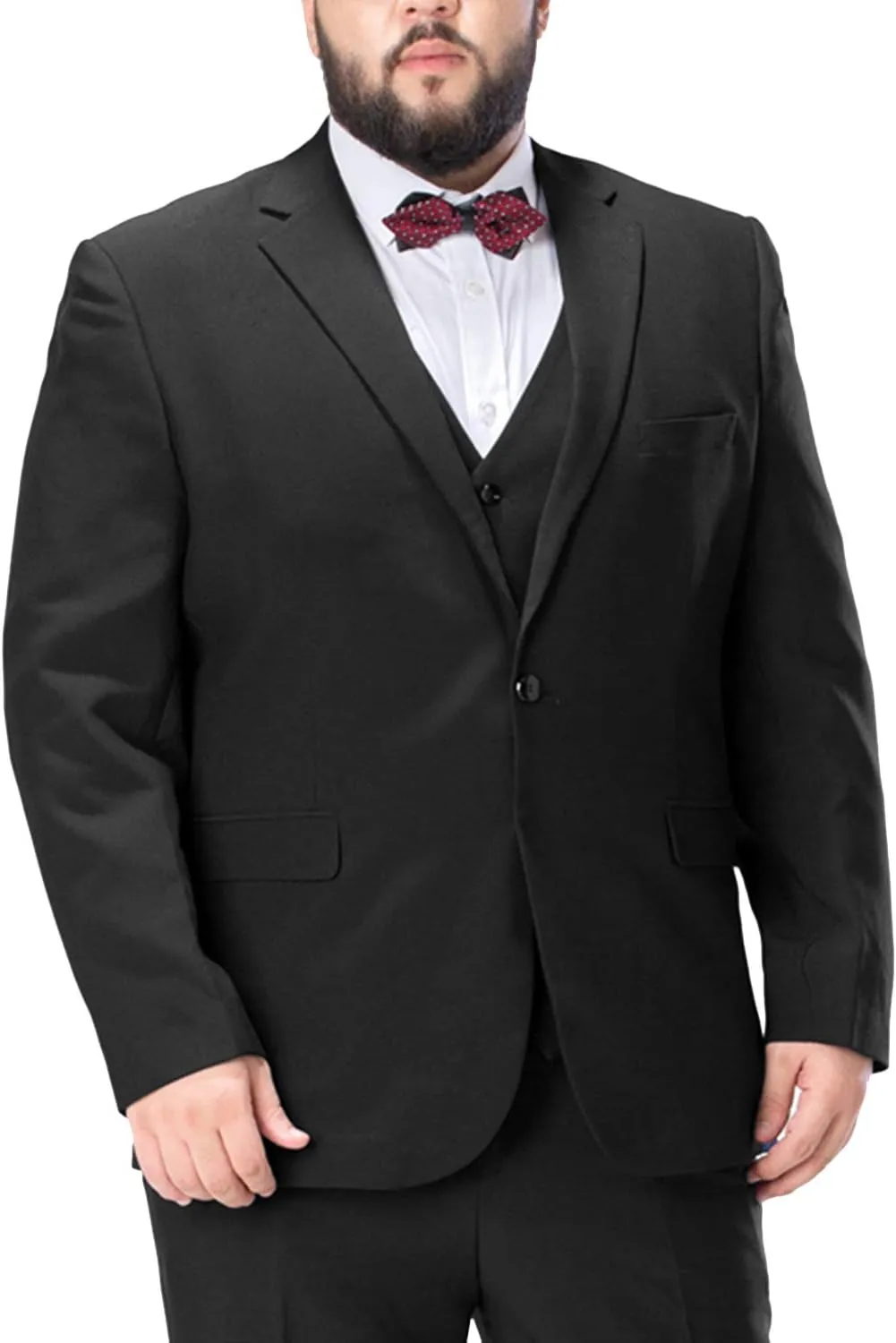 Formal Men's 3 Piece Business Suit Big and Tall Notch Lapel 2 Button Blazer Jacket Vest Pants
