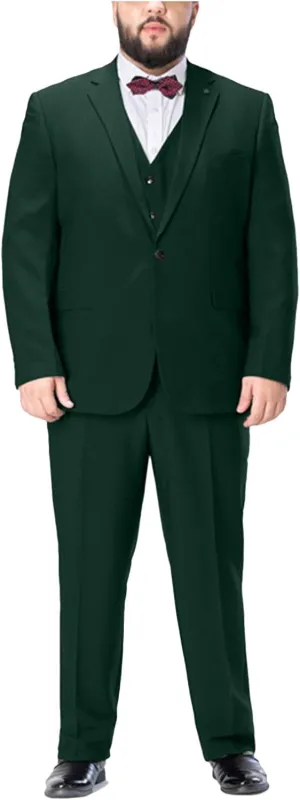 Formal Men's 3 Piece Business Suit Big and Tall Notch Lapel 2 Button Blazer Jacket Vest Pants