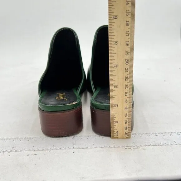 FOWT Darkgreen Closed Toe Mule Slip On Loafer Low Chunky Heel Slides Slippers