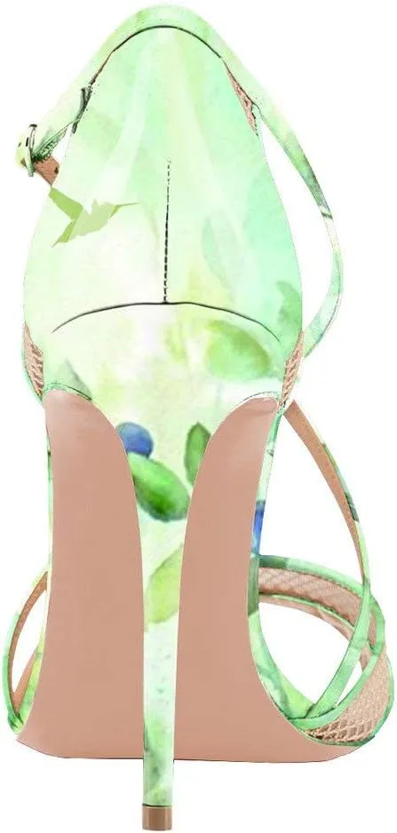 FSJ Women Graceful Open Toe Mesh Sandals High Heels Stilettos Strappy Slip on Crisscross Straps Shoes With Buckle Size 4-15 US