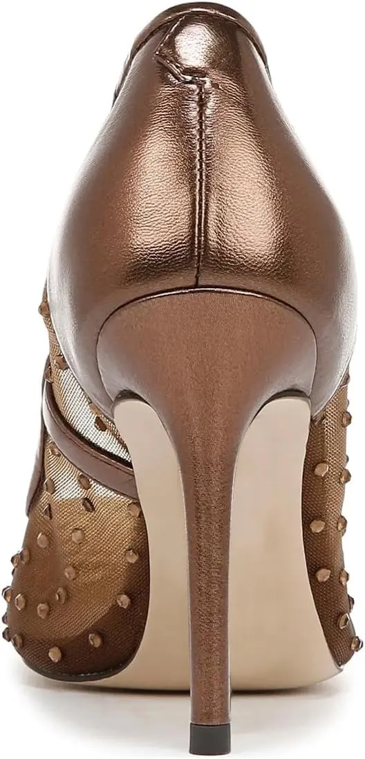 FSJ Women Pointed Toe Stiletto Pumps Slip On Sparkly Rhinestones Studded Mesh High Heel Sexy Formal Event Dress Shoes Sizes 4-16 US