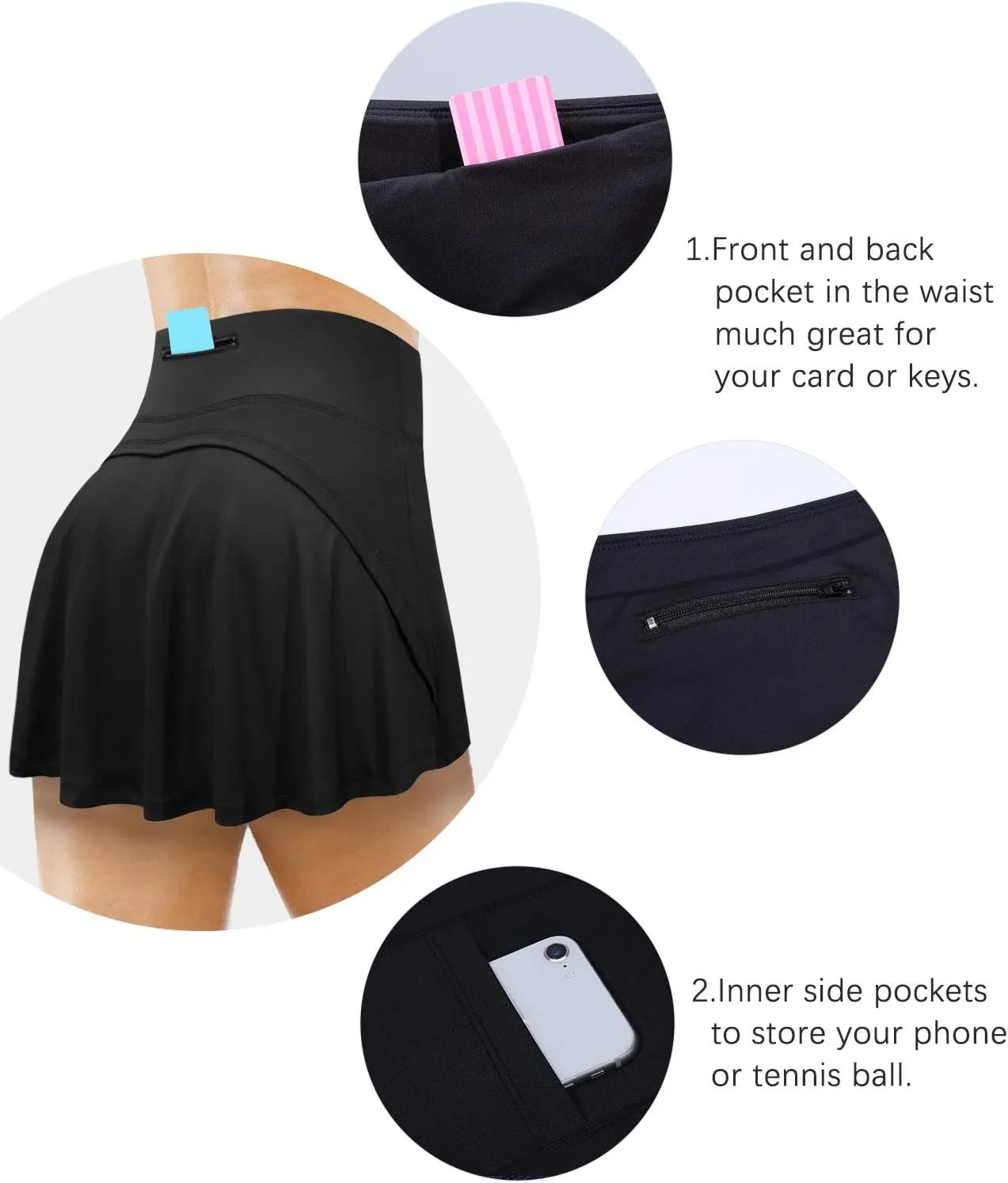 Fulbelle Tennis Skirts for Women with Pockets High Waisted Athletic Golf Skorts Skirts