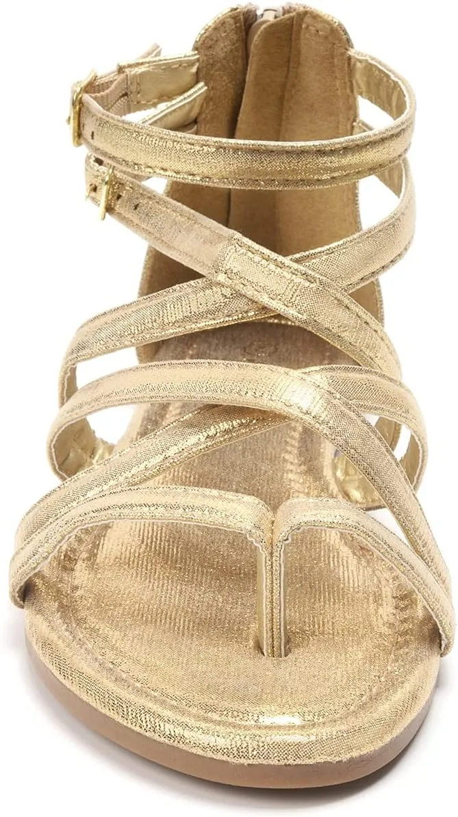 FUNKYMONKEY Girls Gladiator Strap Sandals Flat Fisherman Thong Cross Strappy Sandals