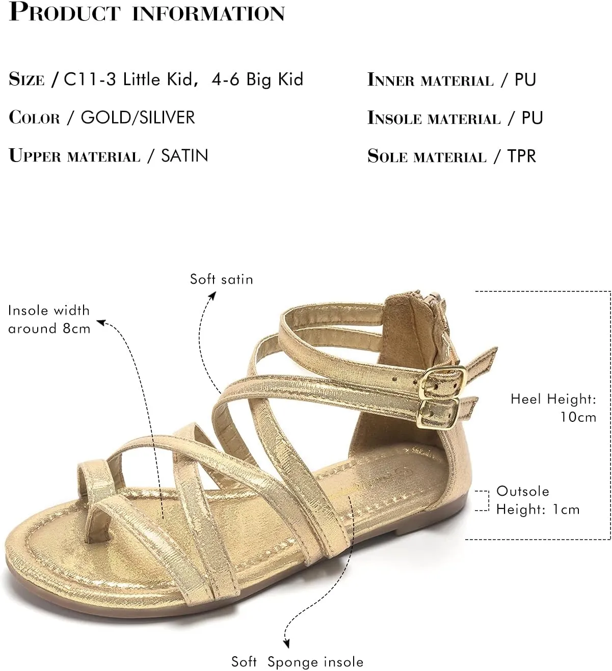 FUNKYMONKEY Girls Gladiator Strap Sandals Flat Fisherman Thong Cross Strappy Sandals