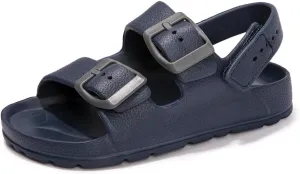 FUNKYMONKEY Unisex-Child Slides Double Buckle Adjustable EVA Flat Sandals for Boys Girls