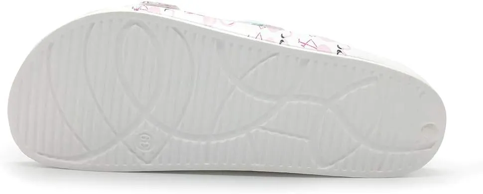 FUNKYMONKEY Women's Comfort Slides Double Buckle Adjustable Plastics Flat Sandals