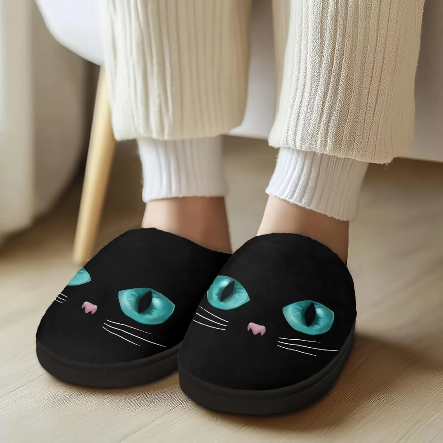 Fuzzy Memory Foam Cozy Slippers for Womem Indoor Home Womens Slip On House Shoes with Rubber Soles Size 4-12