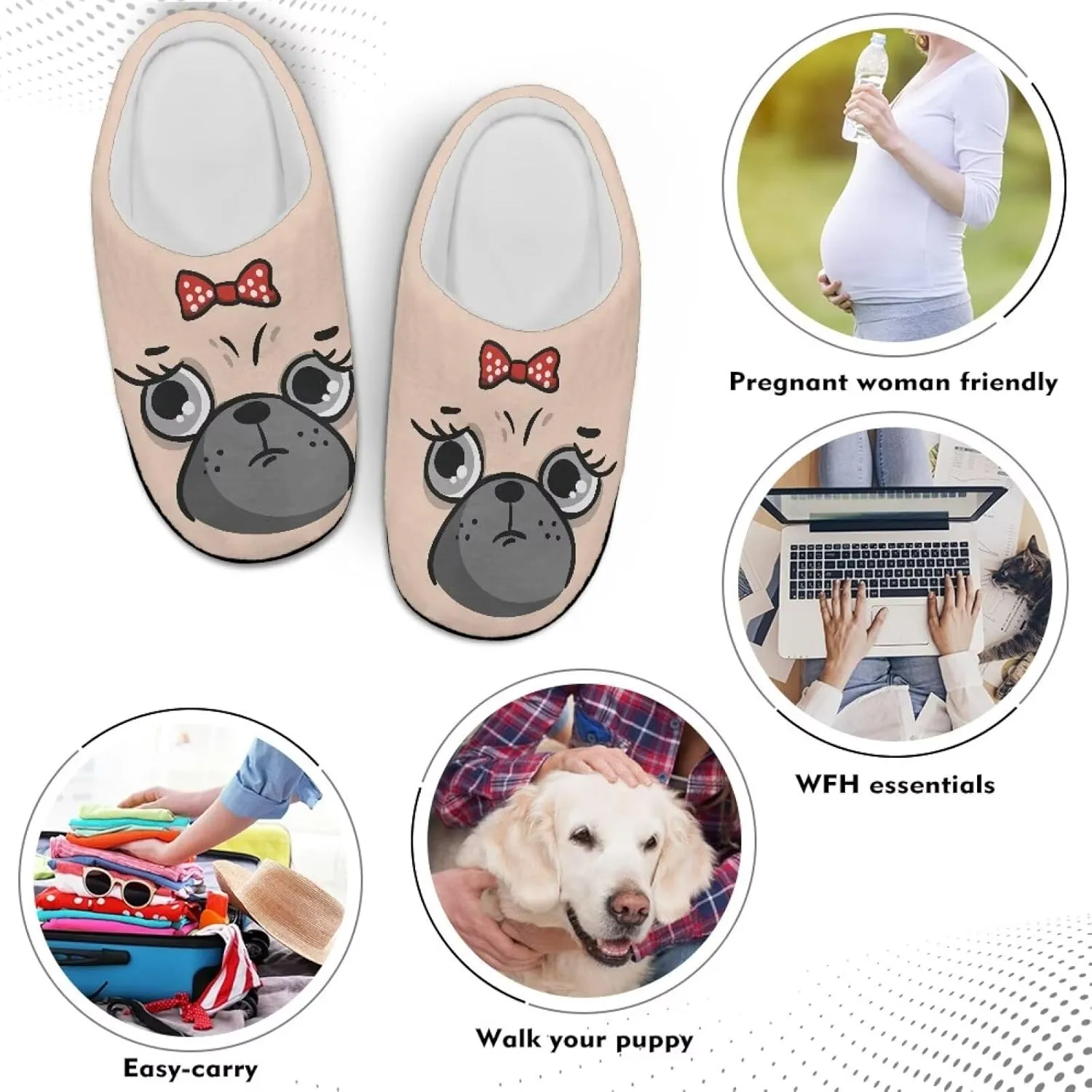 Fuzzy Memory Foam Cozy Slippers for Womem Indoor Home Womens Slip On House Shoes with Rubber Soles Size 4-12