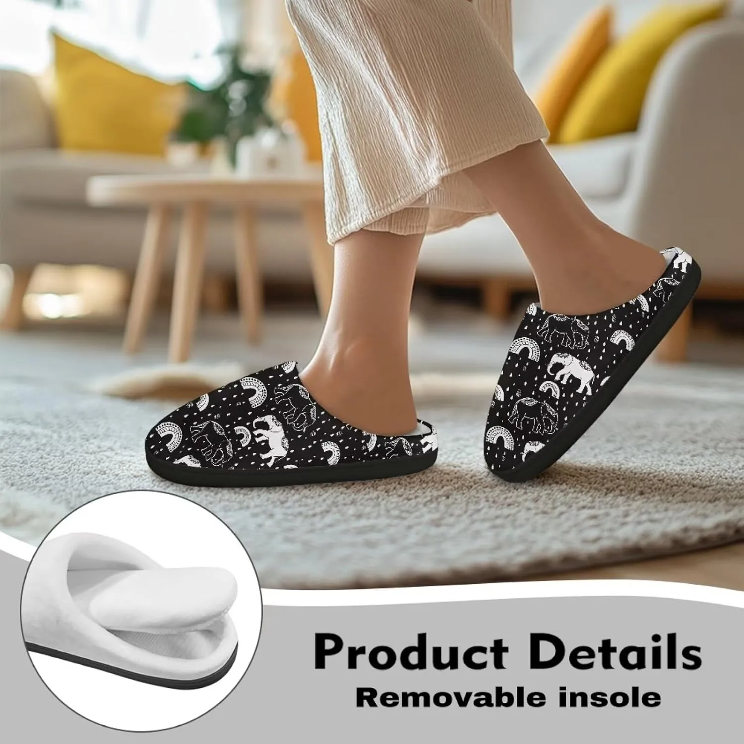Fuzzy Memory Foam Cozy Slippers for Womem Indoor Home Womens Slip On House Shoes with Rubber Soles Size 4-12