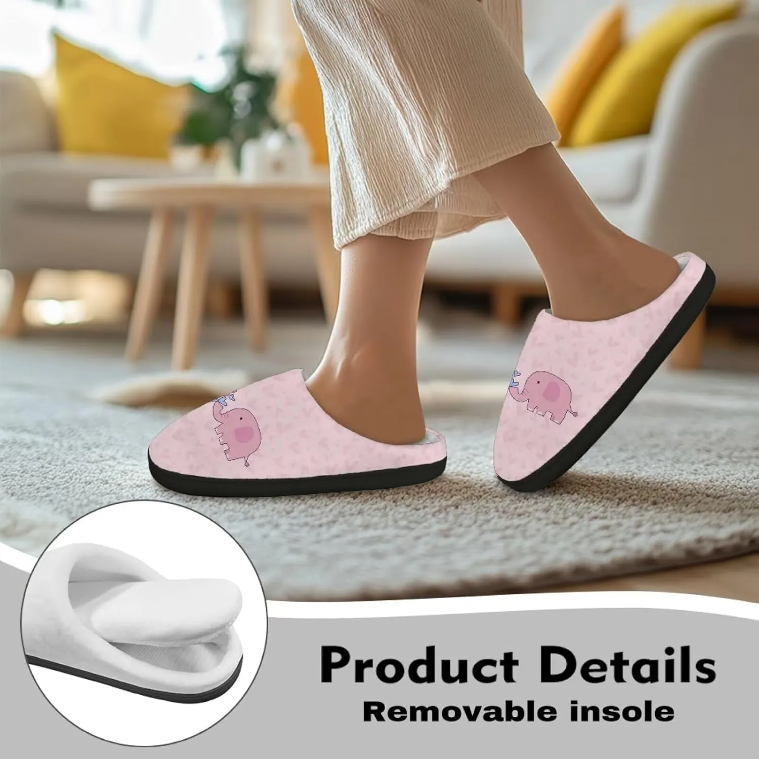 Fuzzy Memory Foam Cozy Slippers for Womem Indoor Home Womens Slip On House Shoes with Rubber Soles Size 4-12