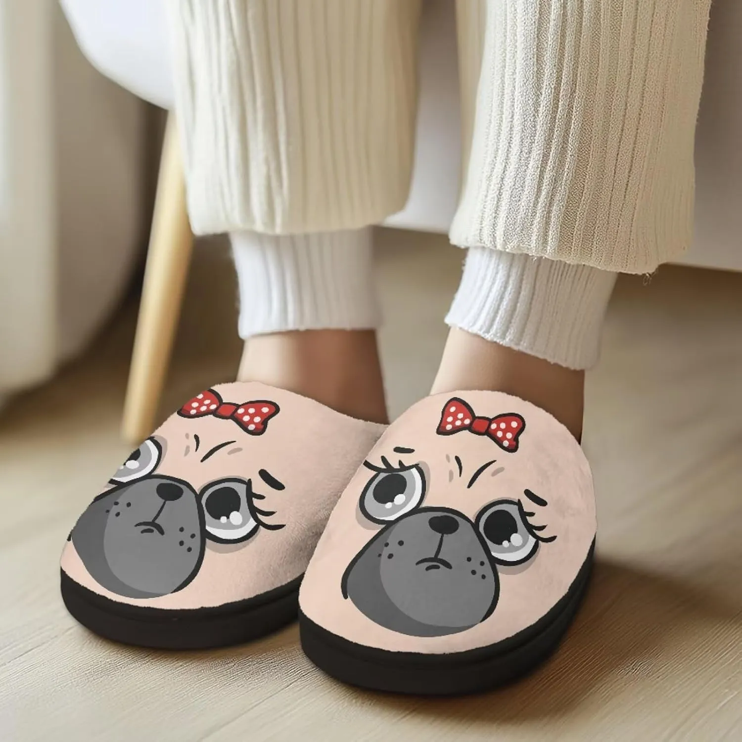 Fuzzy Memory Foam Cozy Slippers for Womem Indoor Home Womens Slip On House Shoes with Rubber Soles Size 4-12