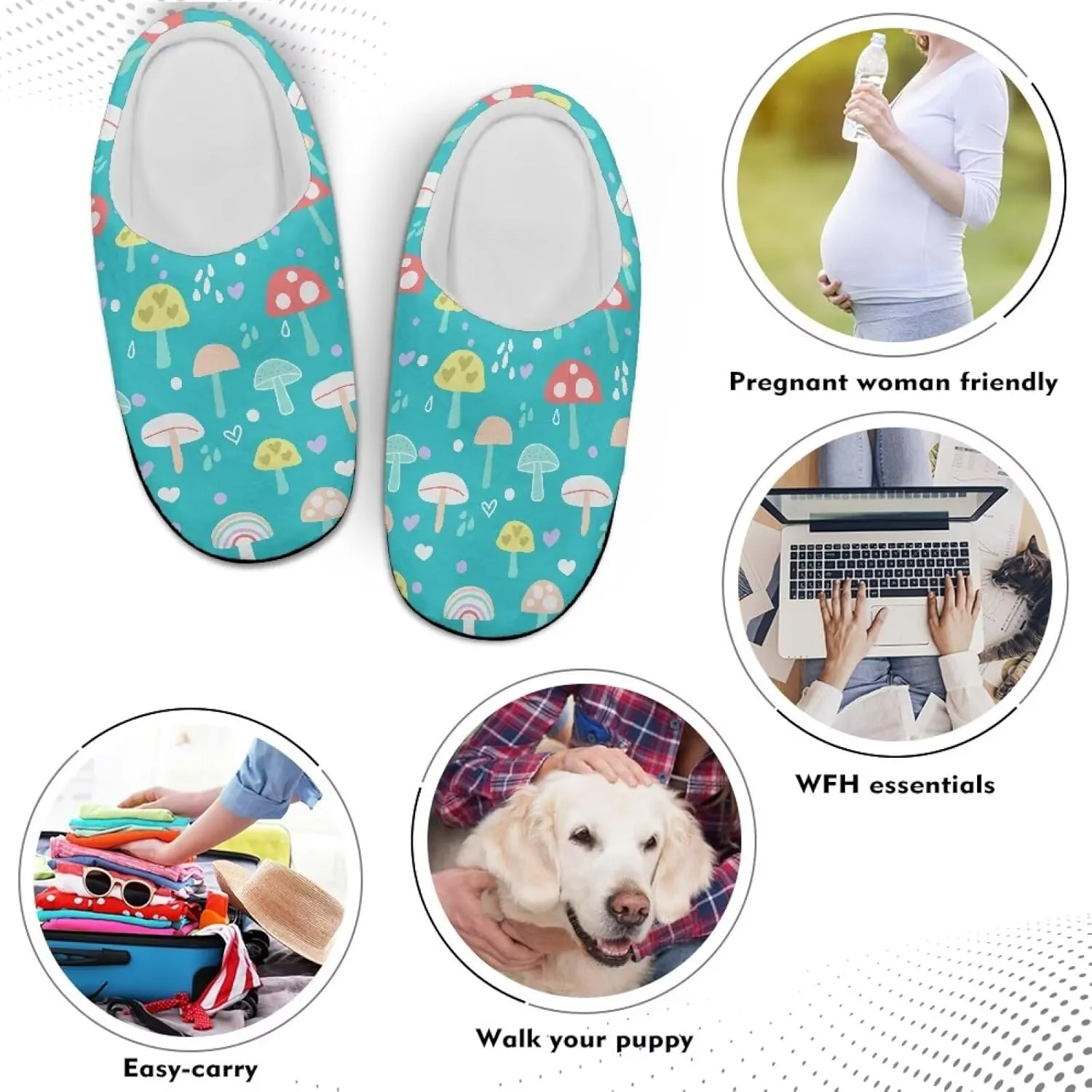 Fuzzy Memory Foam Cozy Slippers for Womem Indoor Home Womens Slip On House Shoes with Rubber Soles Size 4-12
