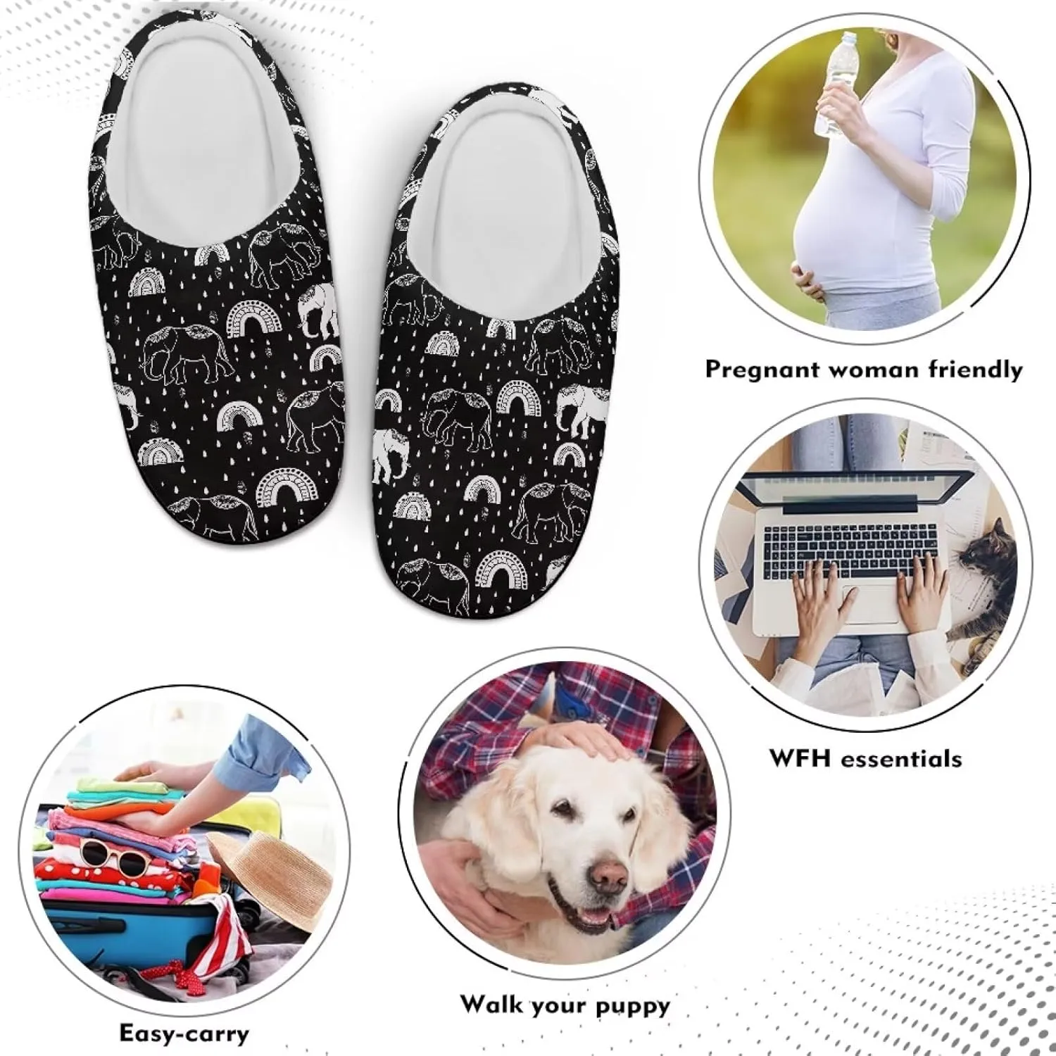 Fuzzy Memory Foam Cozy Slippers for Womem Indoor Home Womens Slip On House Shoes with Rubber Soles Size 4-12