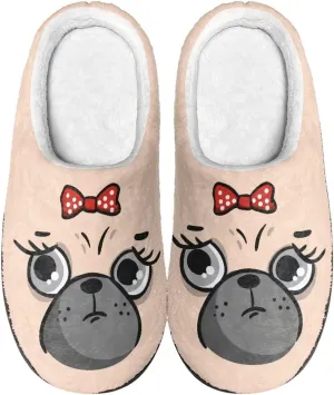 Fuzzy Memory Foam Cozy Slippers for Womem Indoor Home Womens Slip On House Shoes with Rubber Soles Size 4-12