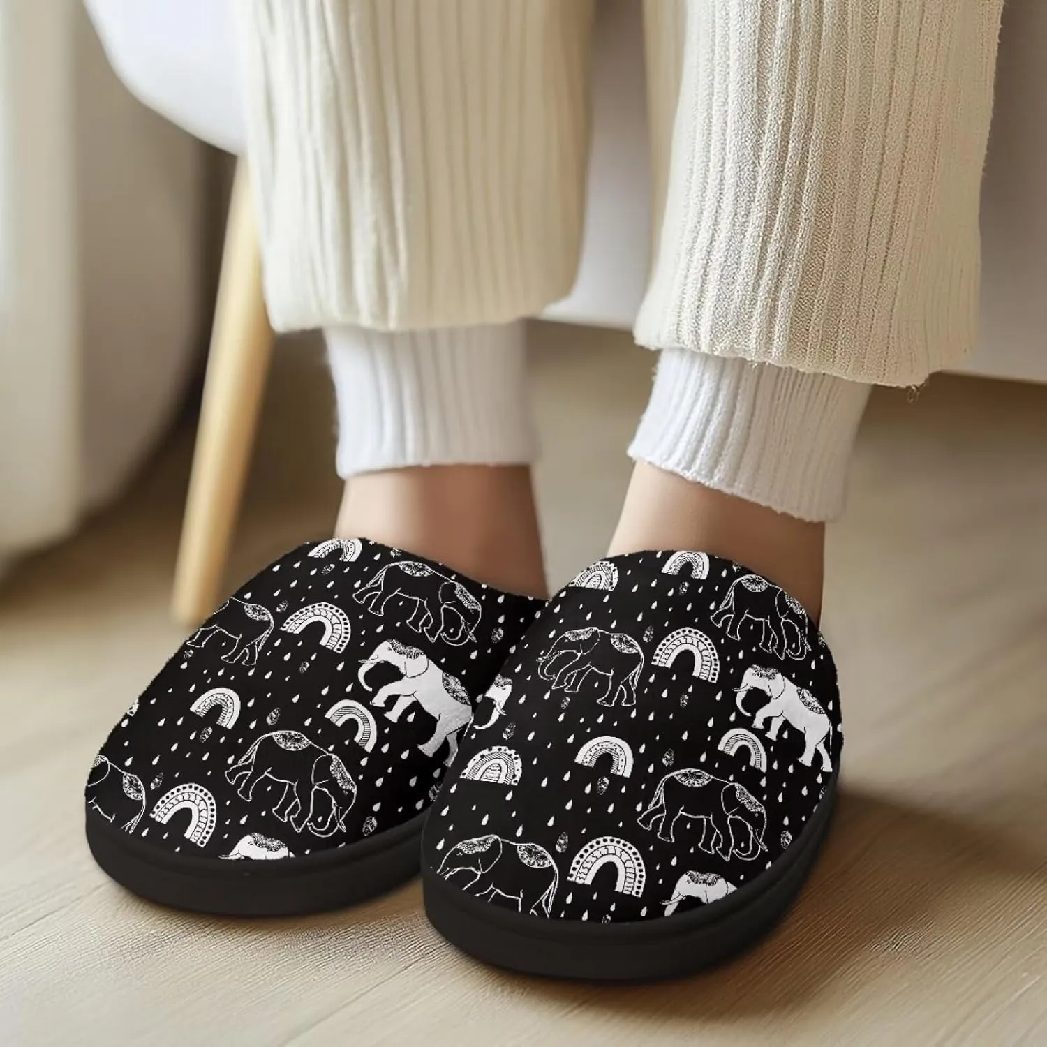 Fuzzy Memory Foam Cozy Slippers for Womem Indoor Home Womens Slip On House Shoes with Rubber Soles Size 4-12