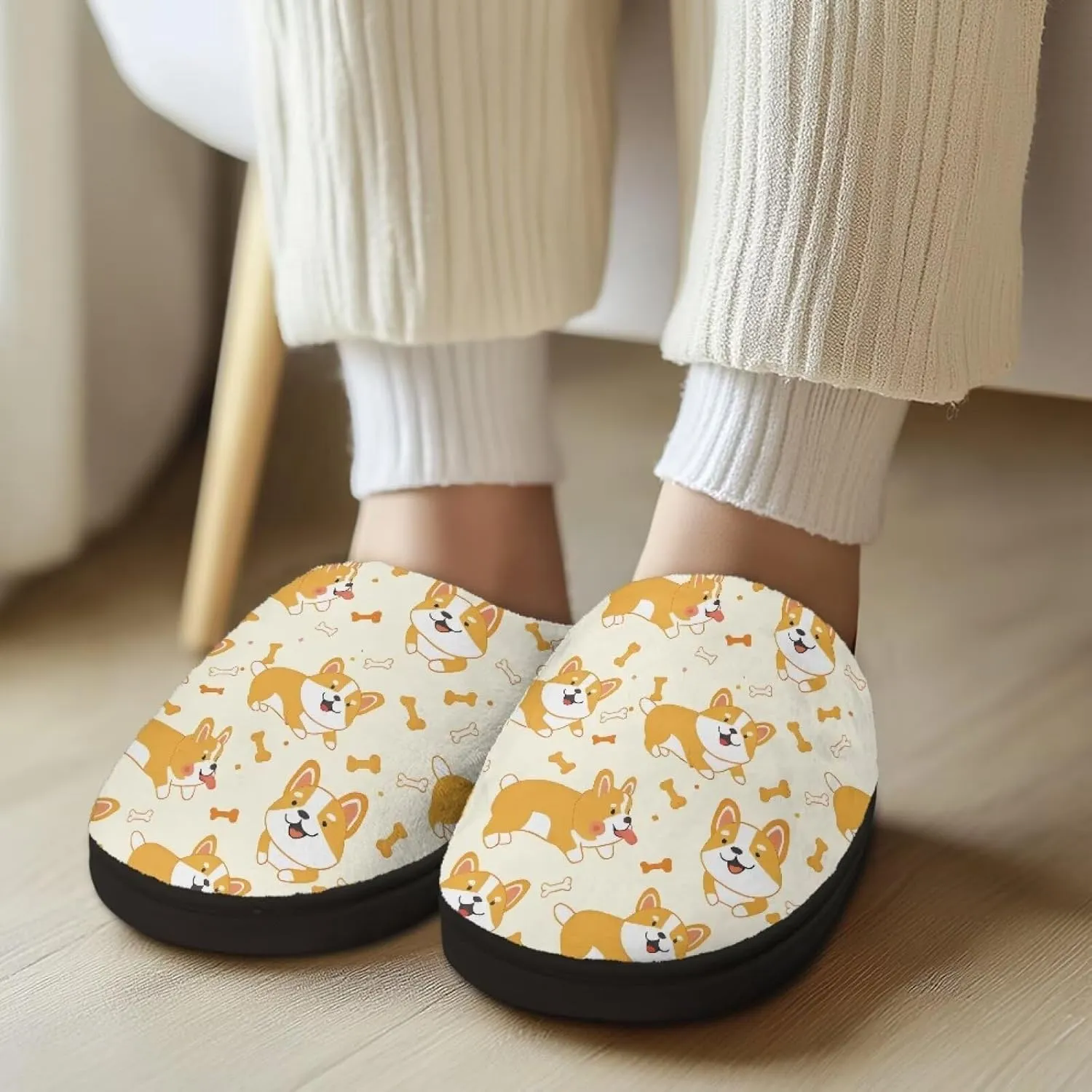 Fuzzy Memory Foam Cozy Slippers for Womem Indoor Home Womens Slip On House Shoes with Rubber Soles Size 4-12