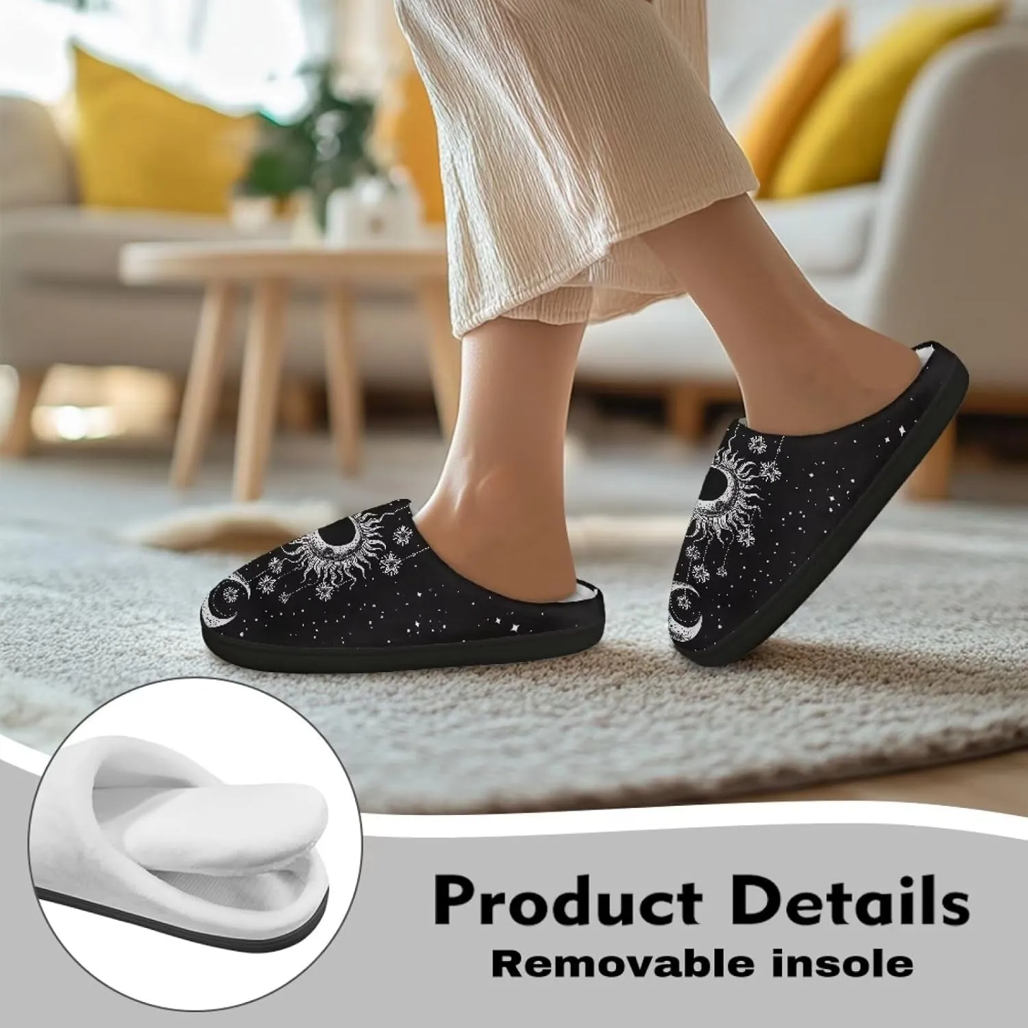 Fuzzy Memory Foam Cozy Slippers for Womem Indoor Home Womens Slip On House Shoes with Rubber Soles Size 4-12