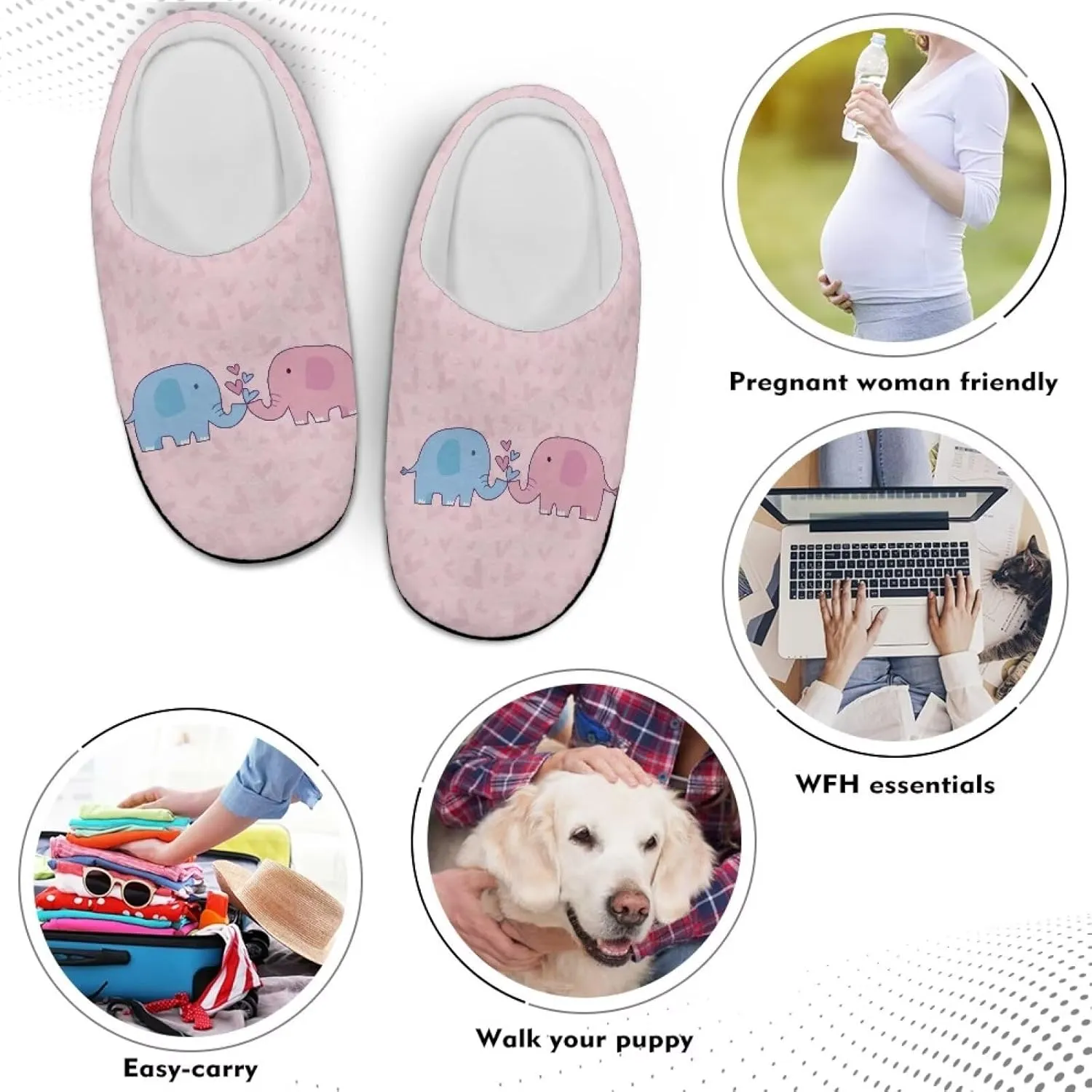 Fuzzy Memory Foam Cozy Slippers for Womem Indoor Home Womens Slip On House Shoes with Rubber Soles Size 4-12