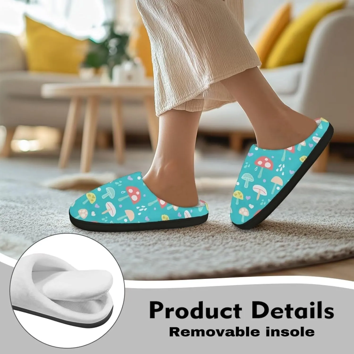Fuzzy Memory Foam Cozy Slippers for Womem Indoor Home Womens Slip On House Shoes with Rubber Soles Size 4-12