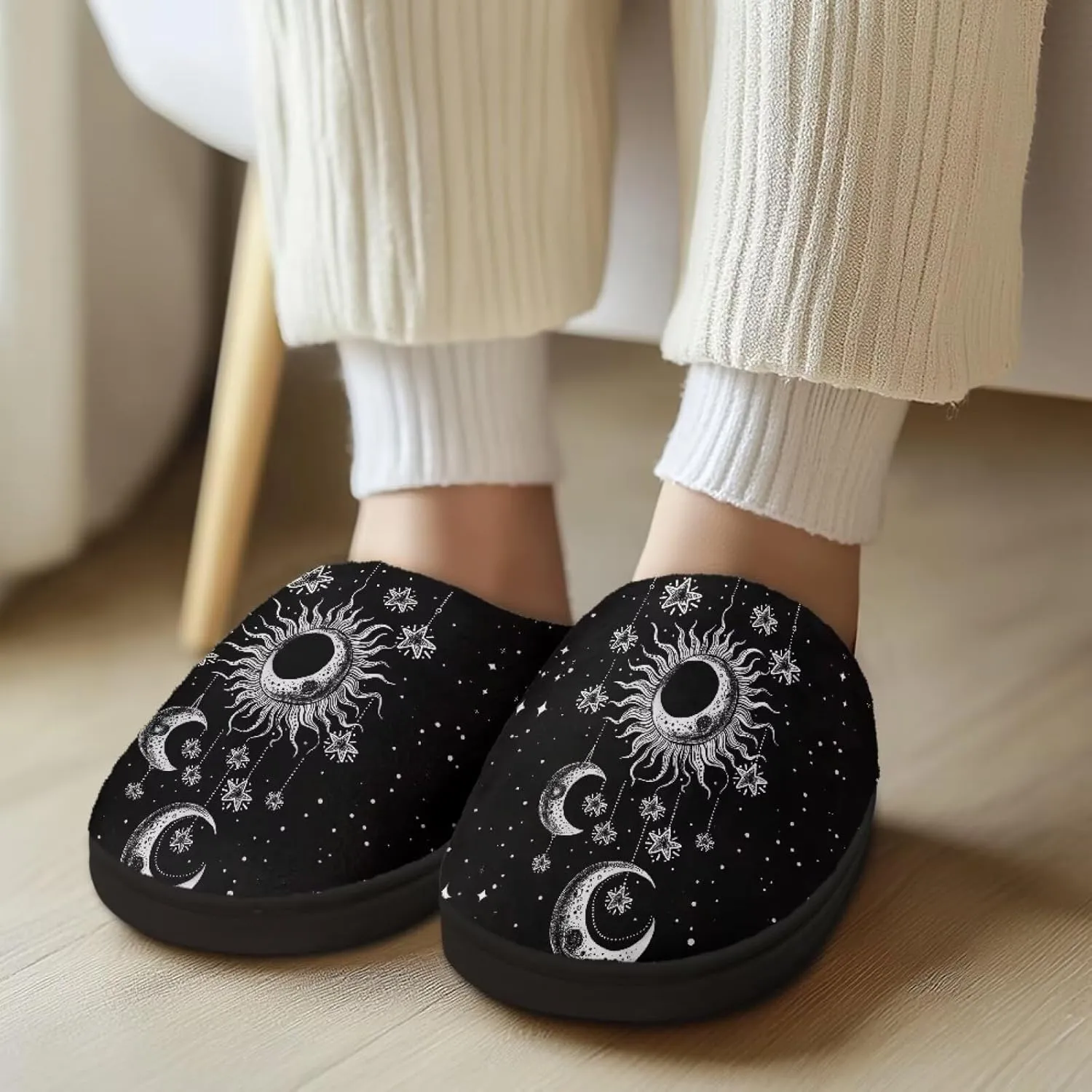 Fuzzy Memory Foam Cozy Slippers for Womem Indoor Home Womens Slip On House Shoes with Rubber Soles Size 4-12