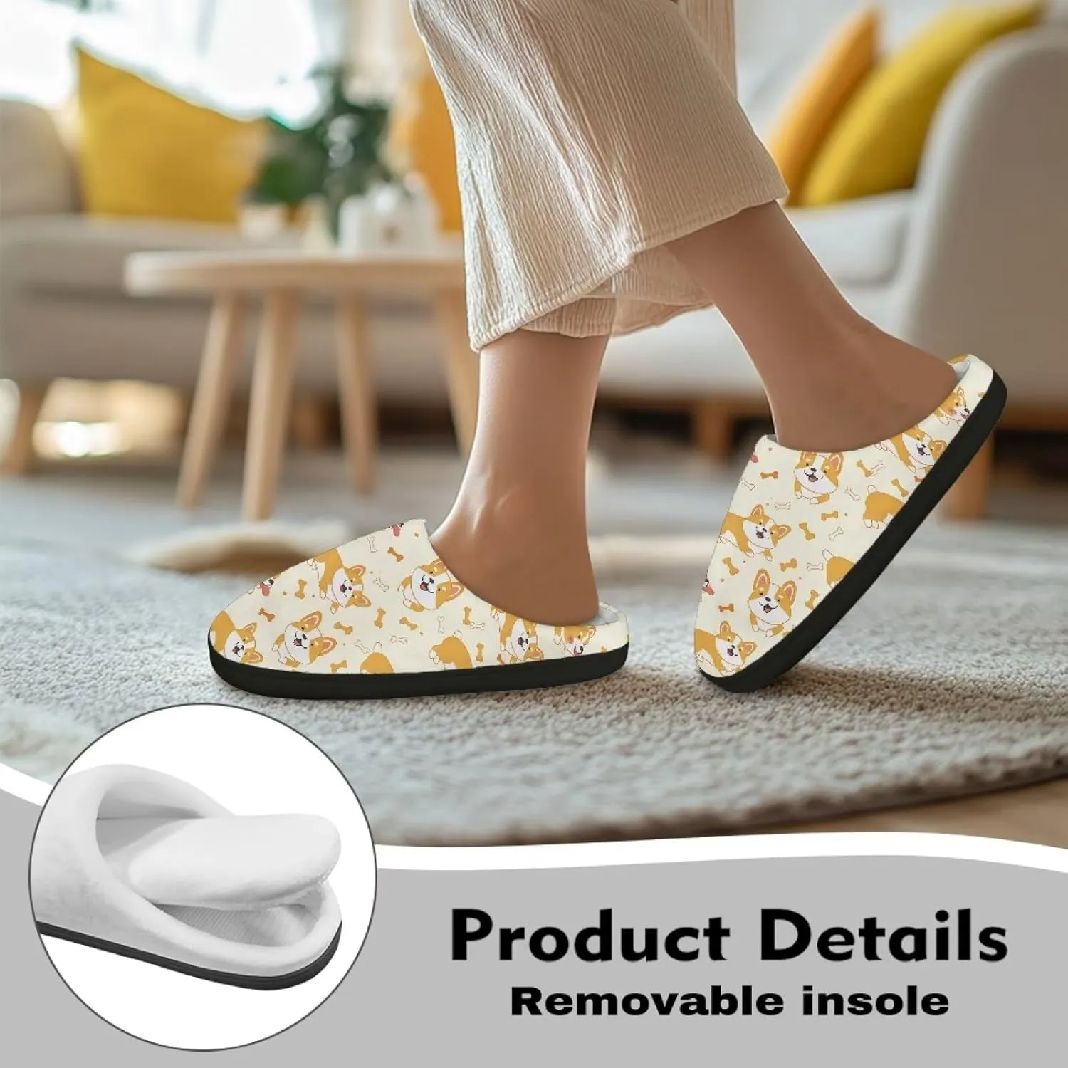 Fuzzy Memory Foam Cozy Slippers for Womem Indoor Home Womens Slip On House Shoes with Rubber Soles Size 4-12