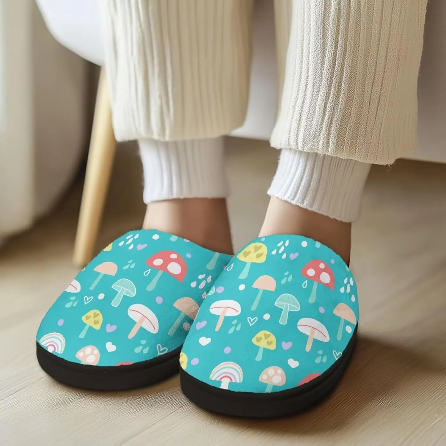 Fuzzy Memory Foam Cozy Slippers for Womem Indoor Home Womens Slip On House Shoes with Rubber Soles Size 4-12