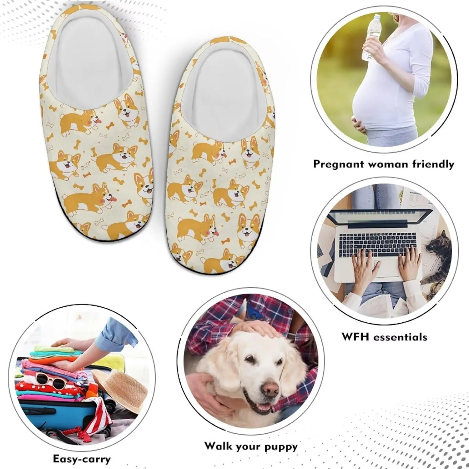 Fuzzy Memory Foam Cozy Slippers for Womem Indoor Home Womens Slip On House Shoes with Rubber Soles Size 4-12
