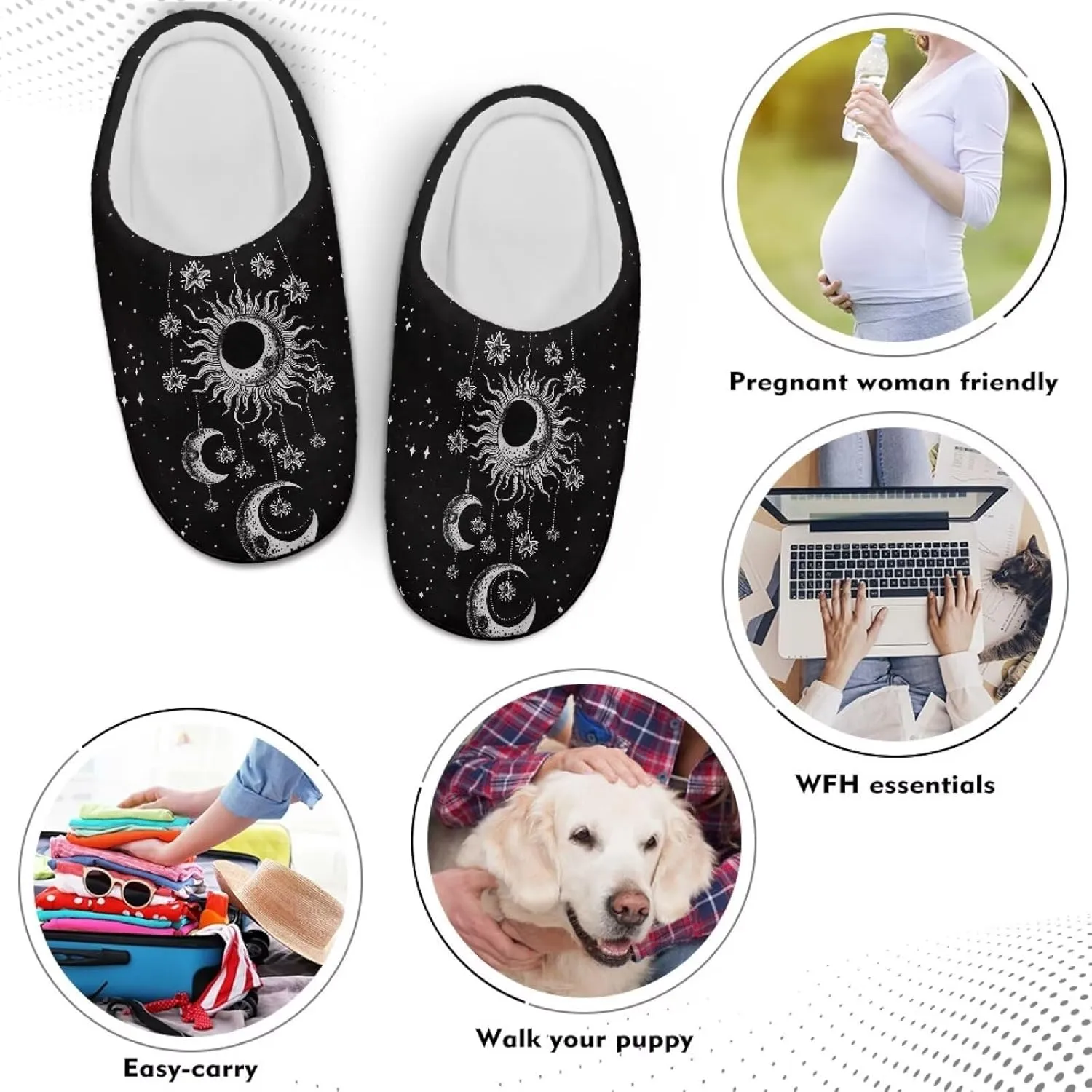 Fuzzy Memory Foam Cozy Slippers for Womem Indoor Home Womens Slip On House Shoes with Rubber Soles Size 4-12