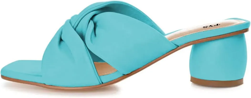 FYS Women Block Chunky Heel Slide Sandal Cross Strap Cutout Mule Square Open Toe Slippers Backless Party Summer Dressy Shoes Size 4-15 US