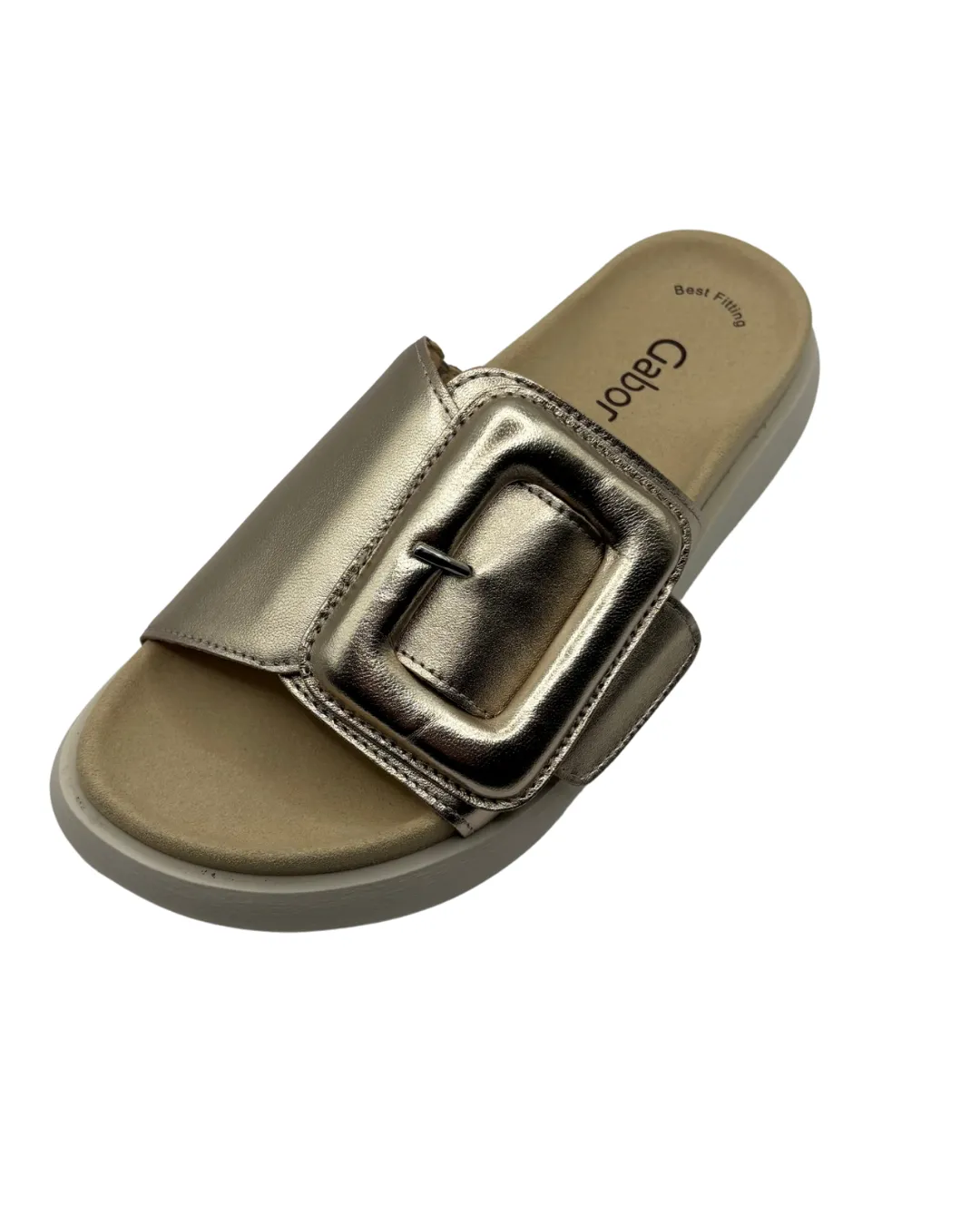Gabor Gold Slip on Sandal with Velcro Strap