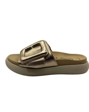 Gabor Gold Slip on Sandal with Velcro Strap