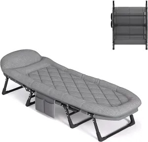 Generic Pull Out Bed with Mattress Six Adjustable Backrests Folding Camping Cot for Adults with 8 Legs and Load Capacity 250kg Perfect for Camping Pool Beach Patio(Gray D), 200*65*30cm