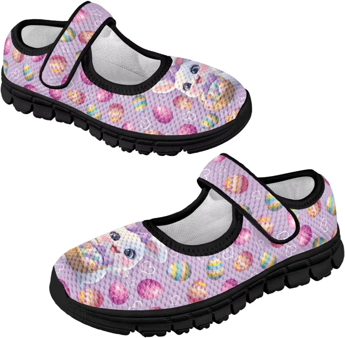 Girl's Easter Pattern Running Shoes Soft Dress Shoes Non Slip Fashion Casual Shoes Breathable Mesh Walking Shoes