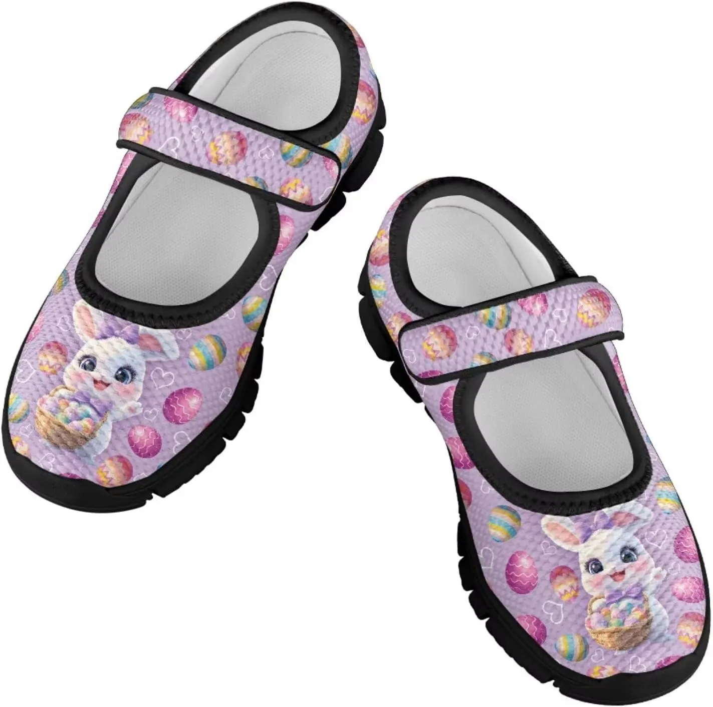 Girl's Easter Pattern Running Shoes Soft Dress Shoes Non Slip Fashion Casual Shoes Breathable Mesh Walking Shoes