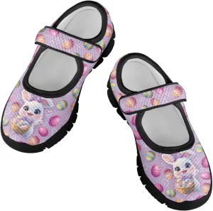 Girl's Easter Pattern Running Shoes Soft Dress Shoes Non Slip Fashion Casual Shoes Breathable Mesh Walking Shoes