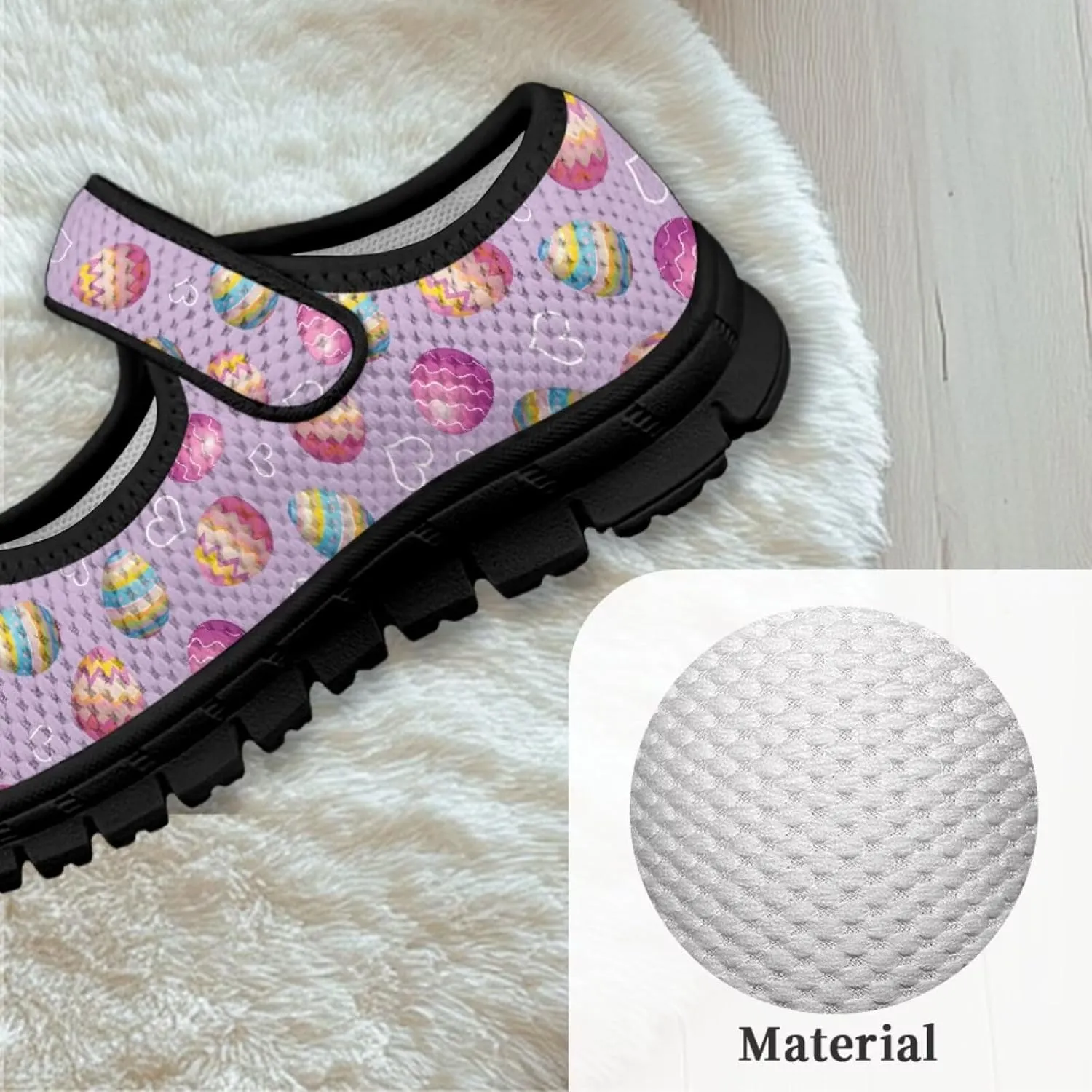 Girl's Easter Pattern Running Shoes Soft Dress Shoes Non Slip Fashion Casual Shoes Breathable Mesh Walking Shoes