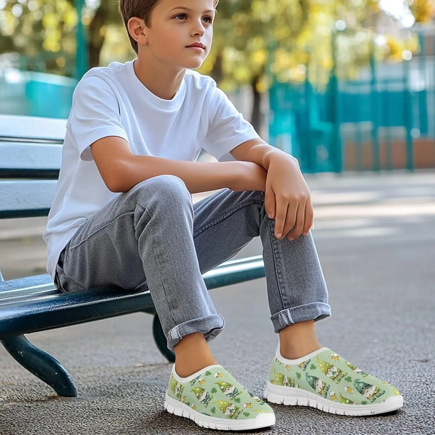 Girls Slip On Tennis Shoes Kids Running Shoes St. Patrick's Day Shoes