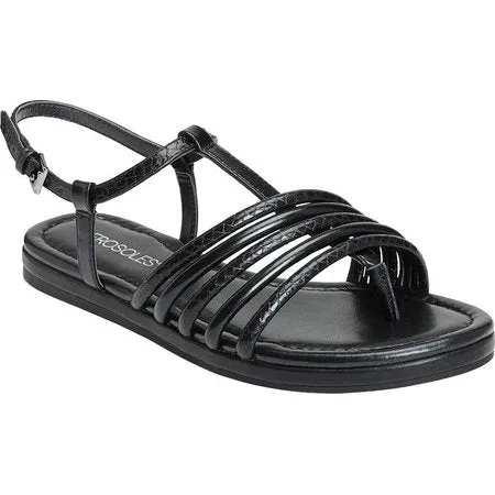 Gladiator Special discount Flat Aerosoles Sandal Droplet Caged Open Black Dependable Leather Flats Toe