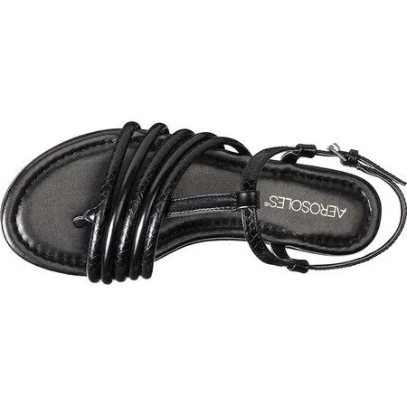Gladiator Special discount Flat Aerosoles Sandal Droplet Caged Open Black Dependable Leather Flats Toe