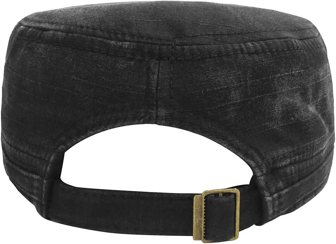 Glamorstar Unisex Cadet Army Cap Washed Cotton Twill Military Corps Hat Flat Top Cap