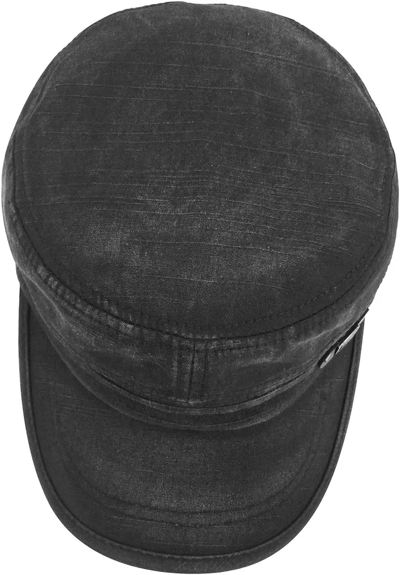 Glamorstar Unisex Cadet Army Cap Washed Cotton Twill Military Corps Hat Flat Top Cap