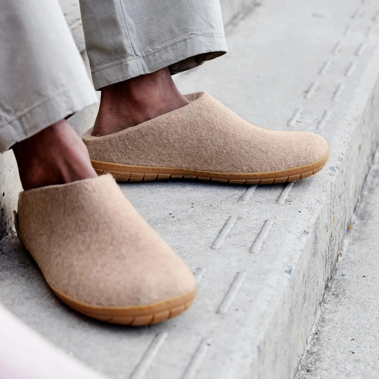 Glerups 100% high quality wool mix Slipper with rubber sole - Unisex Slip-on