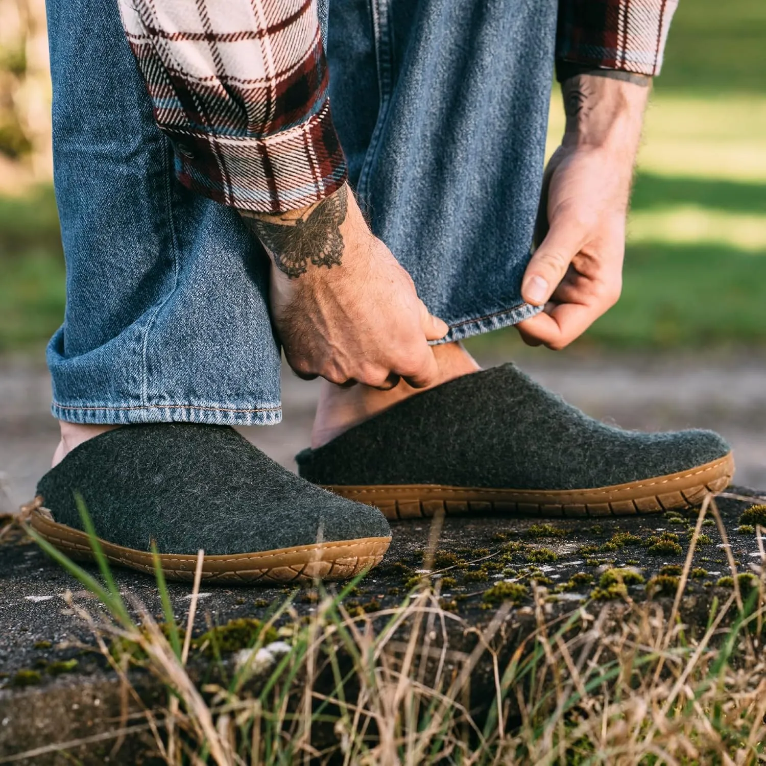 Glerups 100% high quality wool mix Slipper with rubber sole - Unisex Slip-on