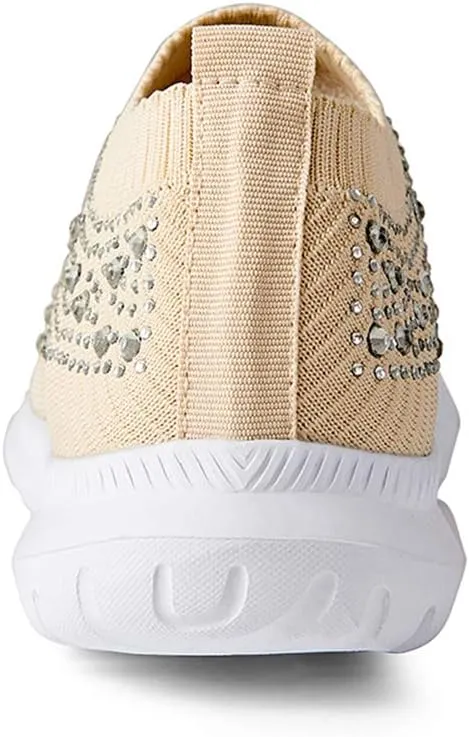 GOSPT Women's Mesh Walking Shoes Rhinestone Glitter Slip On Ballroom Jazz Latin Dance Sock Sneakers