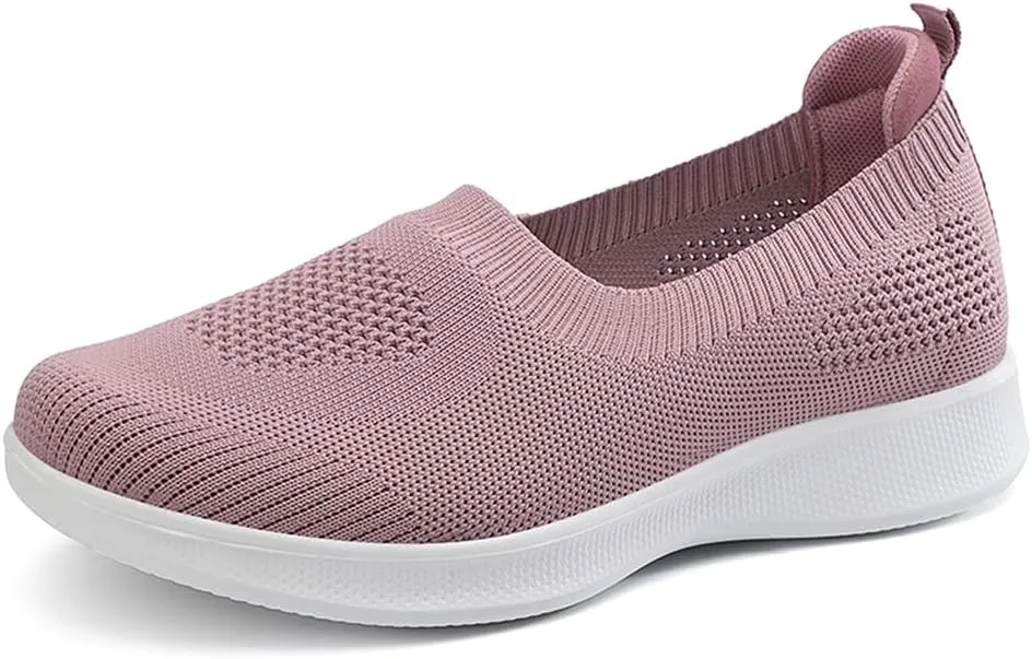 GOSPT Women's Slip on Sock Sneakers Lightweight Elastic Knit Mesh Shoes Comfort Flats